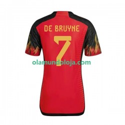 Camisola Bélgica De Bruyne 7 Homem Equipamento Primeiro Copa do Mundo 2022 Manga Curta